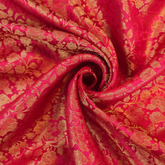 Zarnooshan Magenta Pink Banaras Brocade Fabric on Silk Base