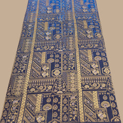 Pure Banarasi Dola Silk Soft Brocade with Position Print on Blue to Navy Blue Ombre