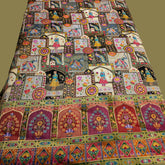 Pure Banarasi Dola Silk Soft Brocade with Position Print of Elephant on Black Base with Mutli-Color Border