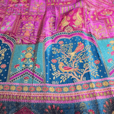 Pure Banarasi Dola Silk Soft Brocade with Position Print on Purple Base with Firozi Border