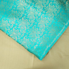 Zarnooshan Firozi Green Banaras Brocade Fabric on Silk Base