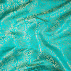 Zarnooshan Firozi Green Banaras Brocade Fabric on Silk Base