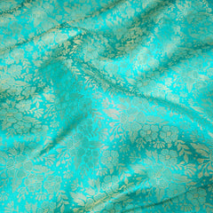 Zarnooshan Firozi Green Banaras Brocade Fabric on Silk Base