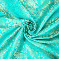 Zarnooshan Firozi Green Banaras Brocade Fabric on Silk Base