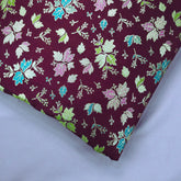Meher Wine Banaras Silk Brocade with Floral Embroidery