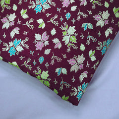 Meher Wine Banaras Silk Brocade with Floral Embroidery