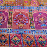 Pure Banarasi Dola Silk Soft Brocade with Position Print on Mustard Yellow Base with Multi-Color Border