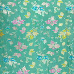 Meher Peacock Blue Green Banaras Silk Brocade with Floral Embroidery