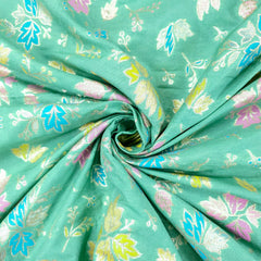 Meher Peacock Blue Green Banaras Silk Brocade with Floral Embroidery