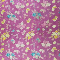 Meher Dusky Mauve Banaras Silk Brocade with Floral Embroidery