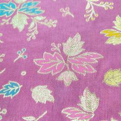 Meher Dusky Mauve Banaras Silk Brocade with Floral Embroidery