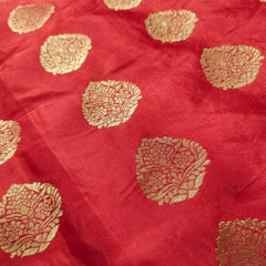 Meher Deep Red Banaras Satin Silk Brocade with Buta motifs