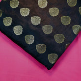 Meher Jet Black Banaras Satin Silk Brocade with Buta motifs