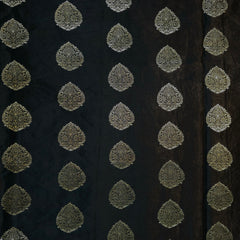 Meher Jet Black Banaras Satin Silk Brocade with Buta motifs