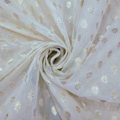 Embroidered Banaras Brocade Dyeable Fabric with All Over Butta and Paisley Border