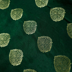 Meher Royal Bottle Green Banaras Satin Silk Brocade with Buta motifs