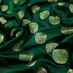 Meher Royal Bottle Green Banaras Satin Silk Brocade with Buta motifs