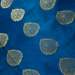 Meher Dark Sky Blue Banaras Satin Silk Brocade with Buta motifs