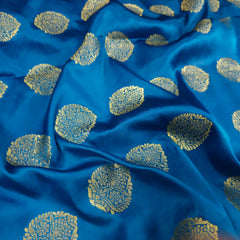 Meher Dark Sky Blue Banaras Satin Silk Brocade with Buta motifs