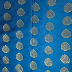 Meher Dark Sky Blue Banaras Satin Silk Brocade with Buta motifs
