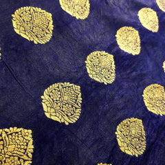 Meher Deep Rich Blue Banaras Satin Silk Brocade with Buta motifs