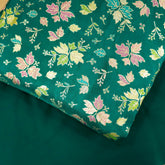Meher Bottle Green Banaras Silk Brocade with Floral Embroidery