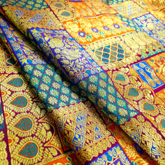 Zartari Burgundy Banaras Brocade Silk Fabric