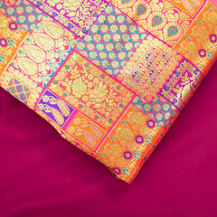 Zartari Mulberry Pink Banaras Brocade Silk Fabric