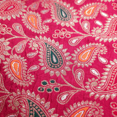 Tanchui Banaras Brocade on Scarlet Red Silk Fabric