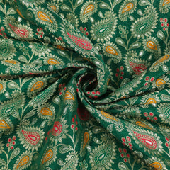 Tanchui Banaras Brocade on Bottle Green Silk Fabric