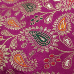 Tanchui Banaras Brocade on Magenta Pink Silk Fabric