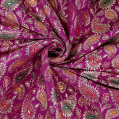 Tanchui Banaras Brocade on Magenta Pink Silk Fabric
