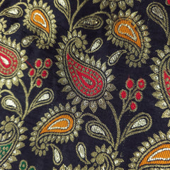 Tanchui Banaras Brocade on Black Silk Fabric