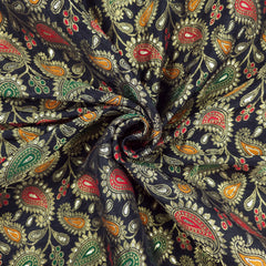 Tanchui Banaras Brocade on Black Silk Fabric