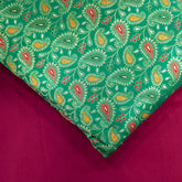 Tanchui Banaras Brocade on Peacock Green Silk Fabric