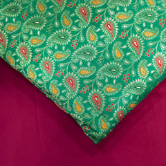 Tanchui Banaras Brocade on Peacock Green Silk Fabric