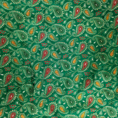 Tanchui Banaras Brocade on Peacock Green Silk Fabric