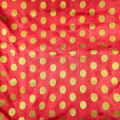 Inaya Banaras Brocade on Bright Red Silk Fabric