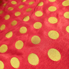 Inaya Banaras Brocade on Bright Red Silk Fabric