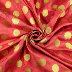 Inaya Banaras Brocade on Bright Red Silk Fabric