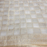 Dyeable Brocade with Golden Checkered Pattern and border work