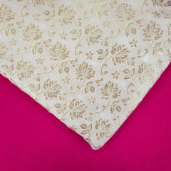 Dyeable Banaras Brocade Fabric with Gold Floral Motif