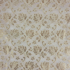 Dyeable Banaras Brocade Fabric with Gold Floral Motif