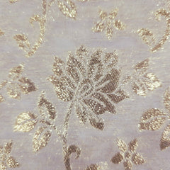 Dyeable Banaras Brocade Fabric with Gold Floral Motif