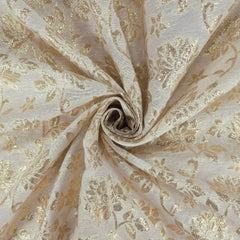 Dyeable Banaras Brocade Fabric with Gold Floral Motif