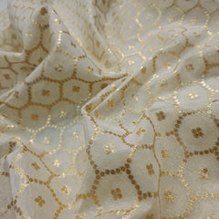 Sovanna Chanderi Dyeable Brocade with all-over Hexagon Jaal