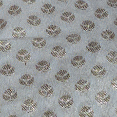 Embroidered Dyeable Brocade Fabric with Floral Dot Motif