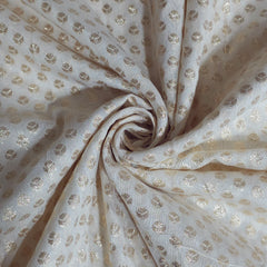 Embroidered Dyeable Brocade Fabric with Floral Dot Motif