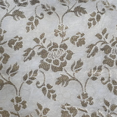 Dyeable Brocade Fabric with All Over Floral Vine Motif