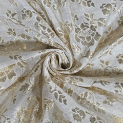 Dyeable Brocade Fabric with All Over Floral Vine Motif